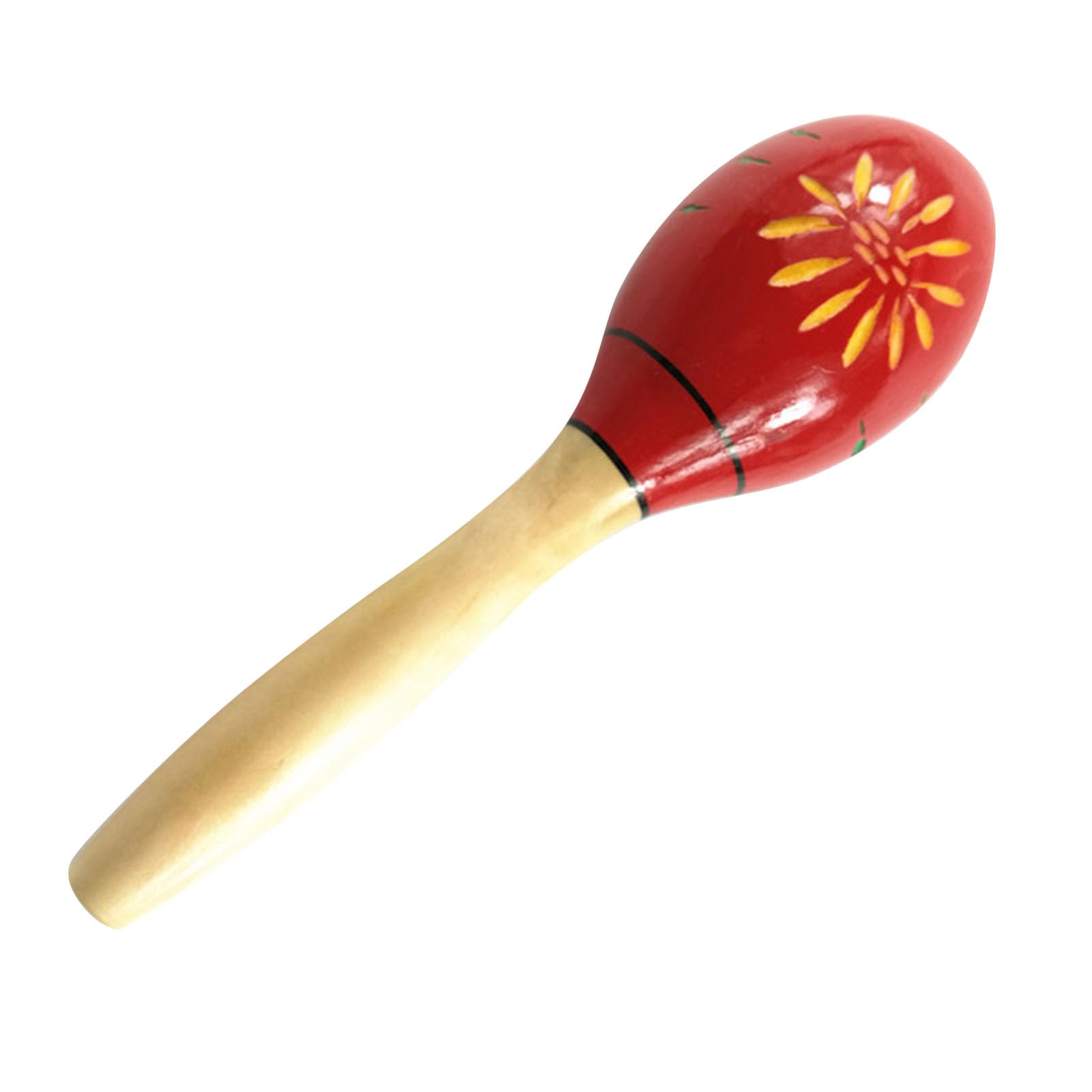 POENVFPO Maracas Musical Instruments, Easy To Use Educational Durable Maracas Wooden Shaker for Musical Fun (Long Red Carved Flowers) - Medaid International