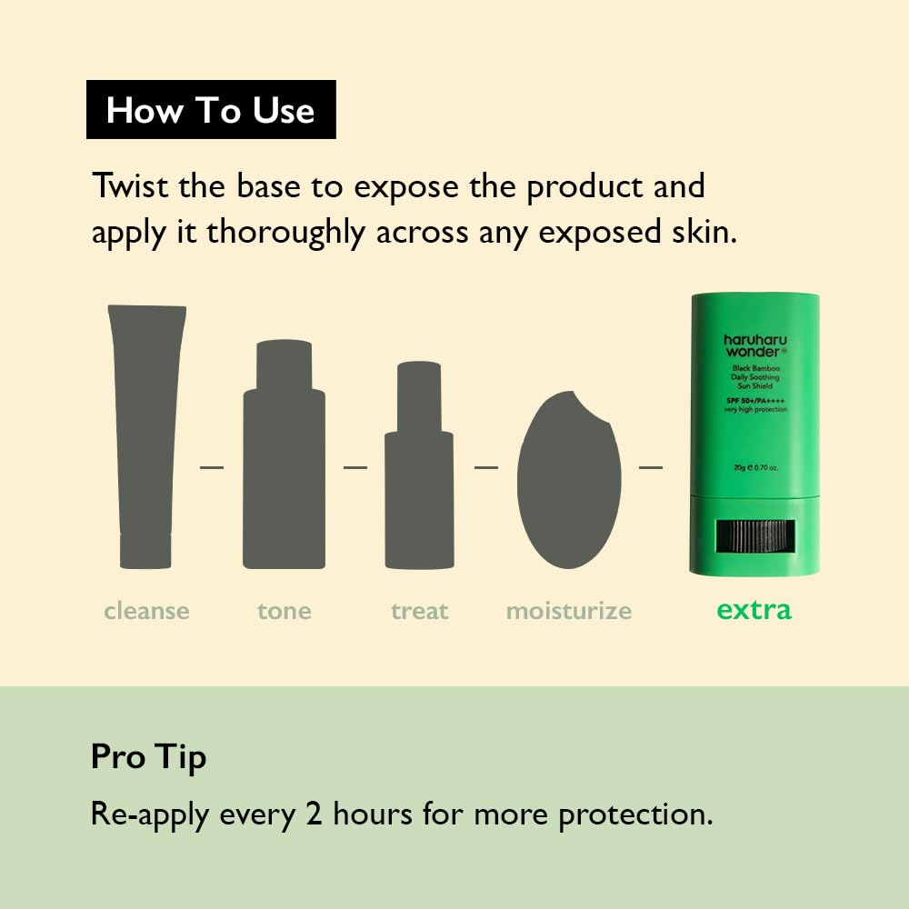 Haruharu Wonder Black Bamboo Daily Soothing Sun Shield 20g Sunscreen Stick, 0.7 Ounce (Pack of 1) - Medaid International