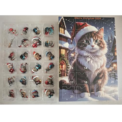 DandelYunx Cat Advent Calendar 2024 | 24-Day Christmas Countdown with Acrylic Cute Cat Ornaments | Christmas Tree Decoration for Cat Lovers - Medaid International