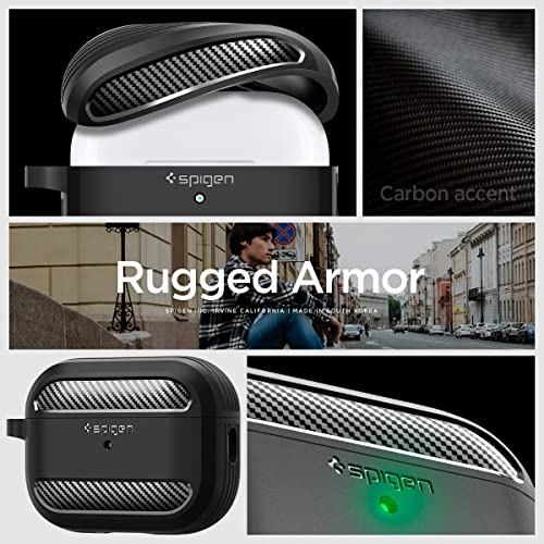 Spigen - Rugged Armor Case for AirPods Pro 2, Slim Design, Metal Carabiner, TPU Protection