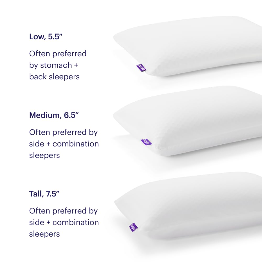 Purple Harmony Pillow - King Medium, Greatest Pillow Ever Invented, 360º Hex Grid & Talalay Latex Core - No Pressure Support, Stays Cool, Luxurious Comfort - Medaid International