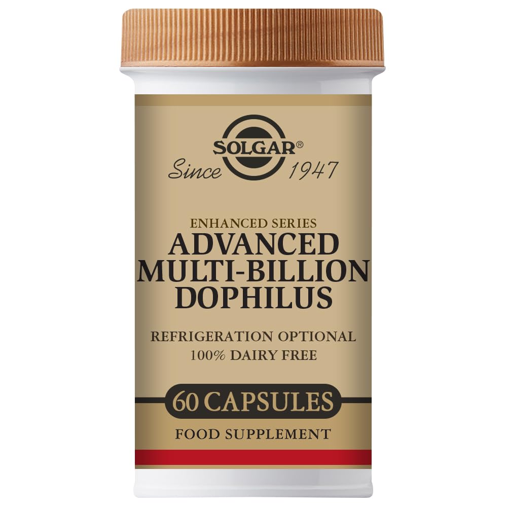 Solgar Advanced Multi-Billion Dophilus, 60 Vegetable Capsules - Supports Healthy Intestinal Flora - 5 Billion Microorganisms Per Serving - Gluten, Dairy, Lactose & Milk No - Vegetarian - 60 Servings - Medaid International