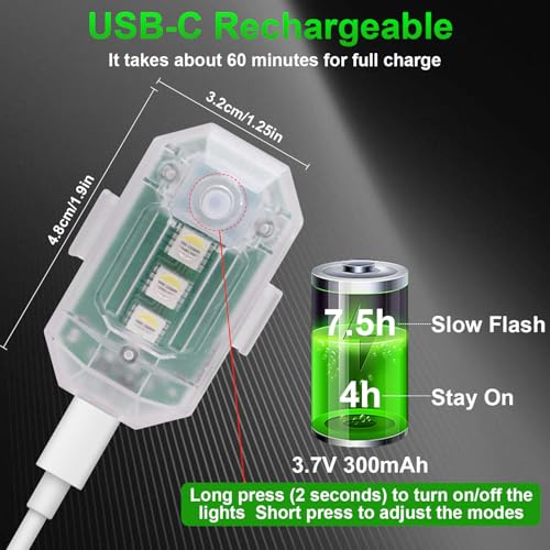 Jinruitop - 4PCS Wireless LED Strobe Lights, Remote Control, 8 Colors, Waterproof