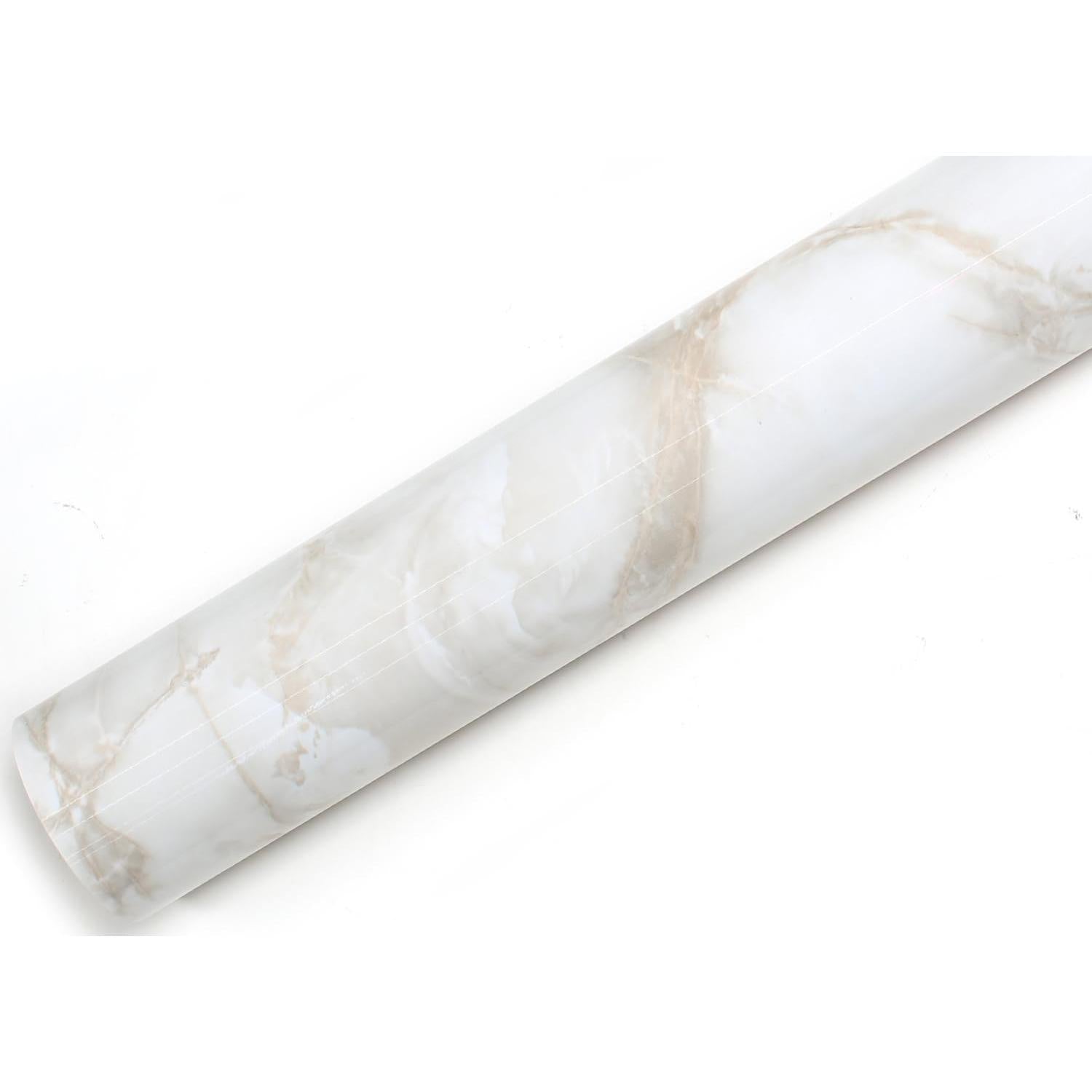 ROSEROSA Peel and Stick Glossy Faux Marble Self-Adhesive Wallpaper Door Wrap Countertop Mirror Moulding Trim PGS4130 - Medaid International