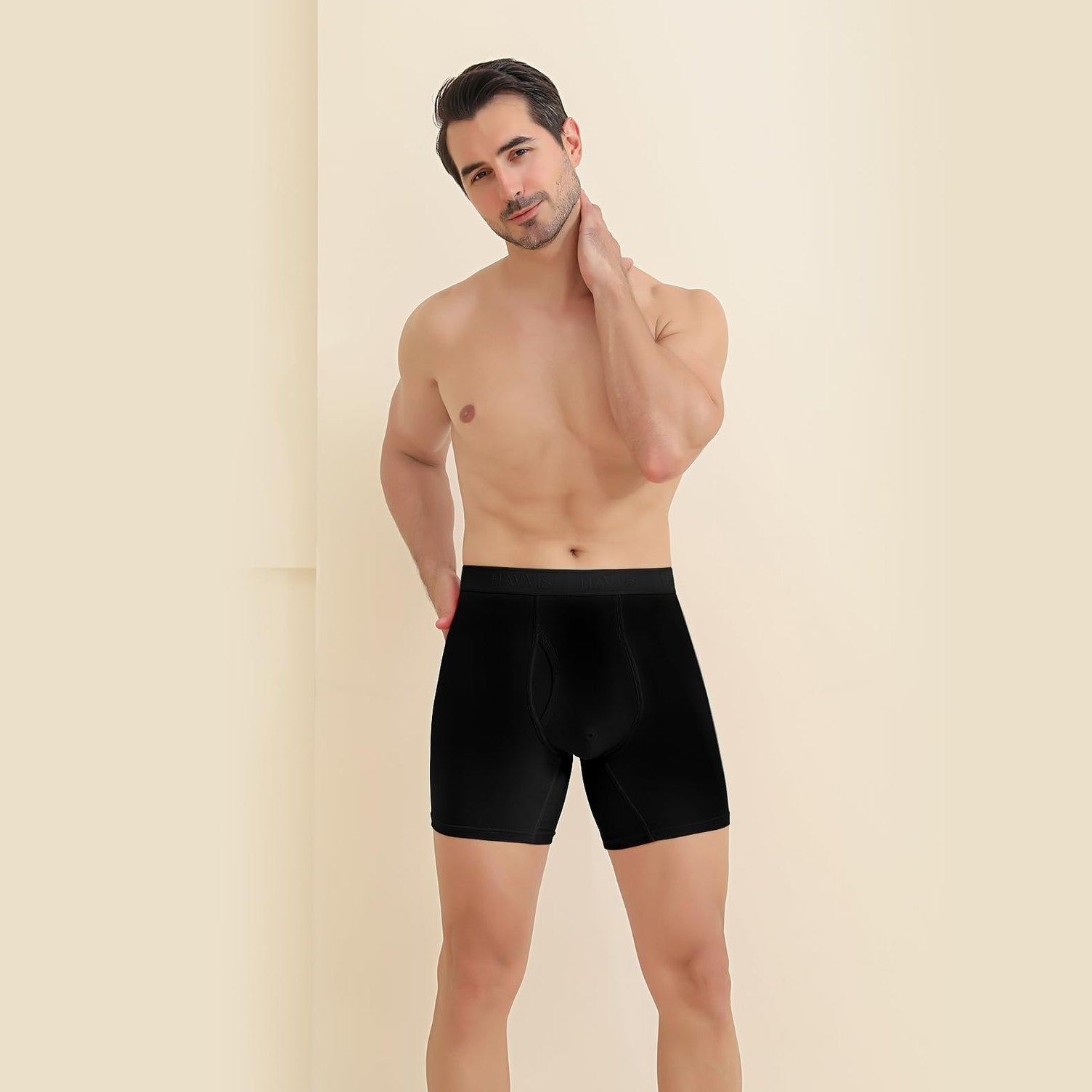 HAVVIS Men's Performance Underwear Boxer Briefs Soft Comfortable Bamboo Viscose Underwear for Men Multipack (XXL, Boxer Briefs : C05-6 Pack - Black) - Medaid International