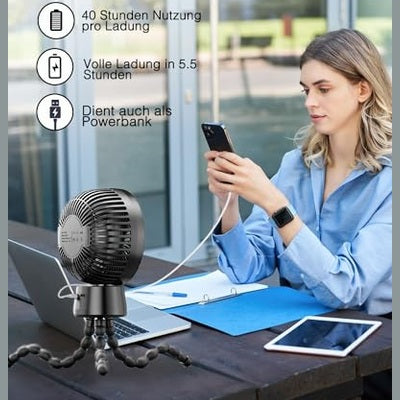 AidSci - 120° Oscillating Stroller Fan, 10000mAh Battery, Super Quiet, 40 Hours Runtime