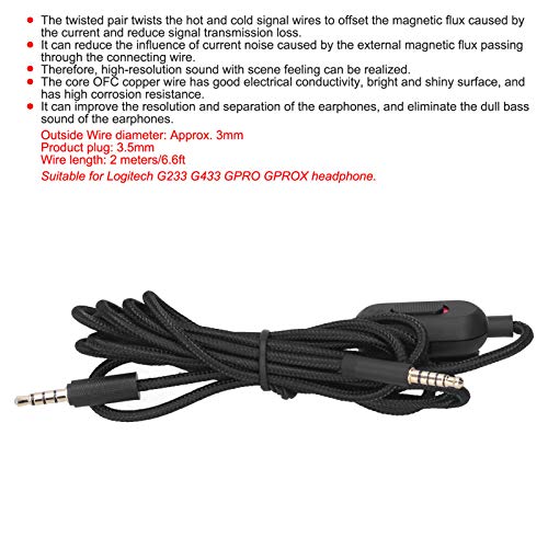 Sungooyue - Headset Cable with Volume & Mic Control for G233 G433 GPRO GPROX