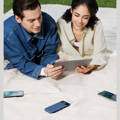 Charmast - 10400mAh USB C Power Bank with LED Display, Ultra Slim Design