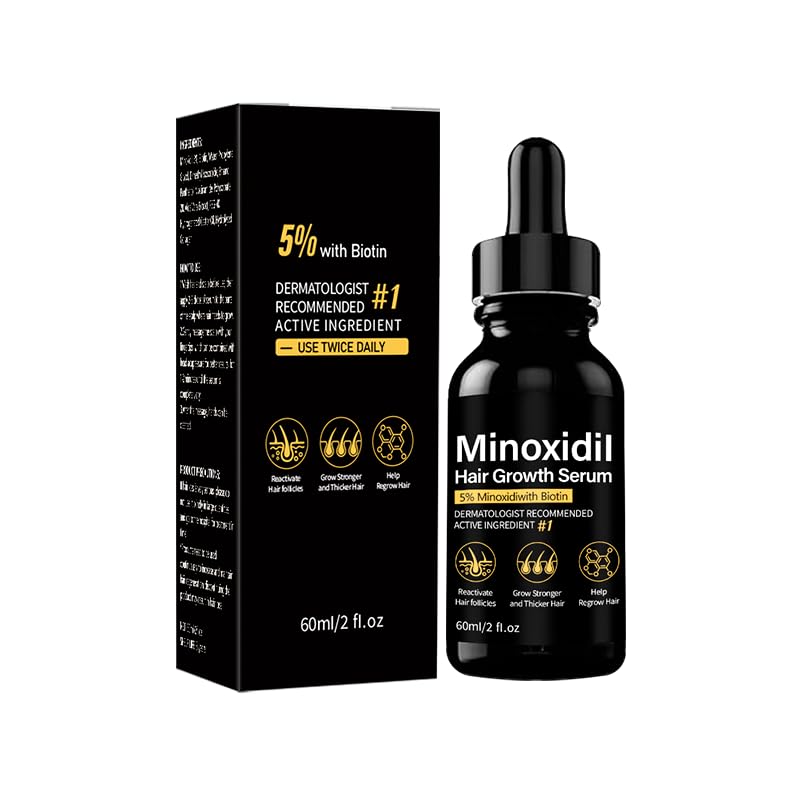 5% Minoxidil Hair Growth Serum, Natural Biotin Hair Oil for Men and Women, 2 fl oz - Medaid International