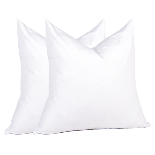 puredown® 18 x 18 Decorative Feather Down Throw Pillow Inserts (Set of 2, White) for Sofa, Couch, Bed, Machine Washable - Medaid International