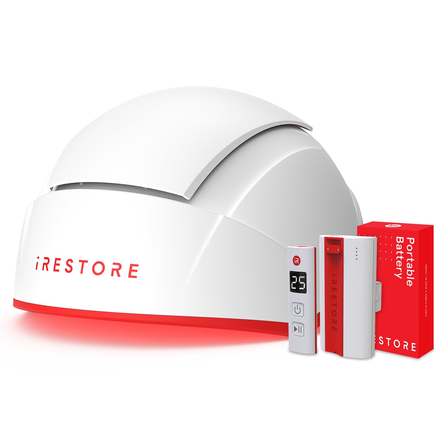 iRestore Professional + Rechargeable Battery Pack - Laser Red Light Therapy for Hair Growth - FDA Cleared Hair Loss, Thinning Treatment for Men & Women - Hair Regrowth Cap - 282 Lasers & LEDs - Medaid International