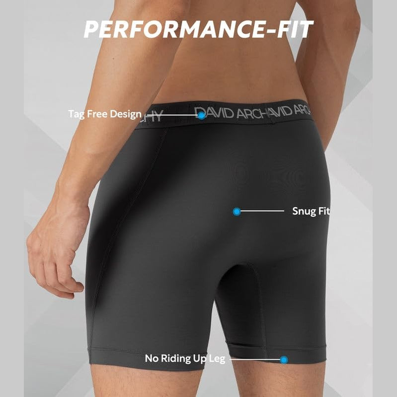 DAVID ARCHY Mens Underwear Solid Quick Dry Polyamide Boxer Briefs Active Performance Sports Waistband Ultra Soft Breathable Underwear in 3 Pack No Fly (L, Black/Dark Gray/Light Gray - Solid No Fly) - Medaid International