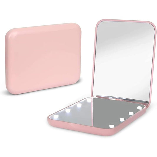 Vercapm Pocket Mirror, 1X/3X Magnification LED Compact Travel Makeup Mirror with Light for Purse, 2-Sided, Portable, Folding, Handheld, Small Lighted Mirror for Gift, Pink Visit the Kintion Store - Medaid