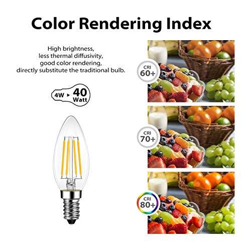 Generic - 4W E14 LED Filament Candle Bulb, 2700K Warm White, 6 Pack