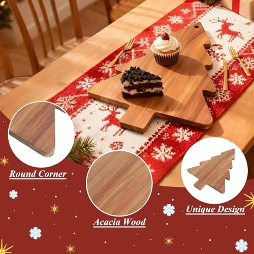 Christmas Tree Cutting Board for Holiday Party,15inch Christmas Tree Charcuterie Board for Cheese Fruit,Wooden Serving Platter Decorative Cheese Appetizer Tray Sushi Serving Plates for Kitchen Gifts - Medaid International