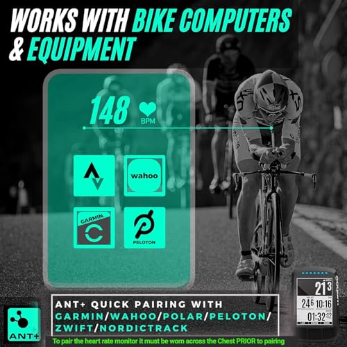 Powr Labs - Bluetooth & ANT+ Heart Rate Monitor Chest Strap, Comfortable Fit, Compatible with Polar, Garmin, Peloton