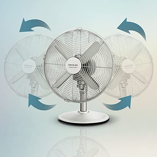 Cecotec - EnergySilence 610 Steel Desk Fan, 40W, 12" Diameter, 3 Speeds, Oscillation