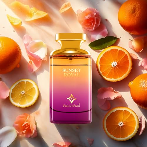 Frais et Frais Sunset Royal Perfume 100ML - Eau de Parfum - Unisex Floral Powdery Fragrance with Bergamot, Orris Root & Tonka Bean - Medaid International
