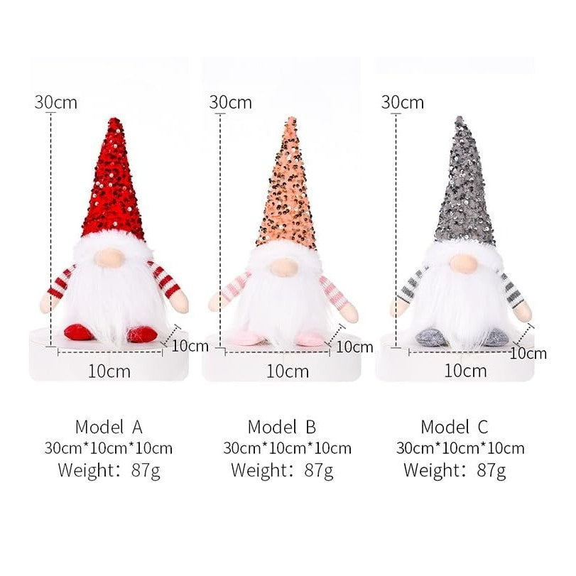 TAPIT Christmas Gnome Hanging Ornaments with Led Lights Handmade Swedish Tomte Plush Scandinavian Santa Elf Ornaments Valentine's Day Xmas Home Decorations (Grey) - Medaid International
