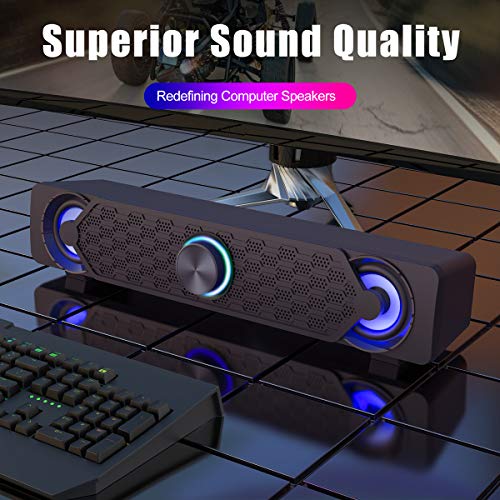 Smalody - USB Soundbar PC Speakers with LED Lights, Gaming & Multimedia Audio