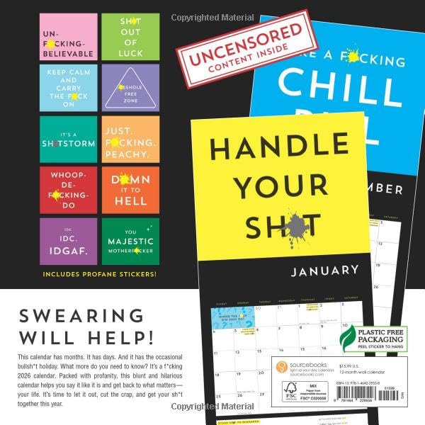 A F*cking 2026 Wall Calendar: Get Your Sh*t Together This Year (Funny Monthly Calendar with Stickers, White Elephant Gag Gift for Adults) (Calendars & Gifts to Swear By) - Medaid International