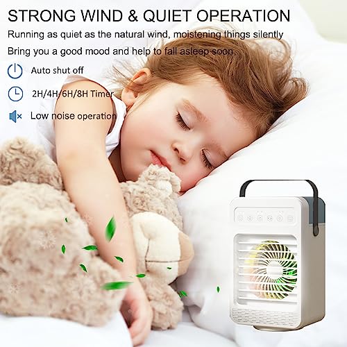 Trovono - Portable Air Conditioner Fan with 4 Speeds, 600ML Tank, LED Light