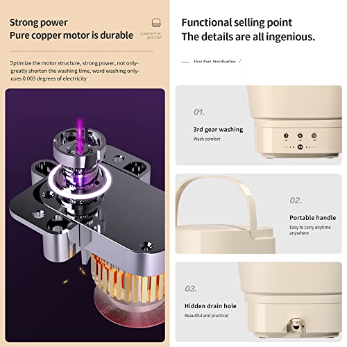 Aditam - Portable Folding Washing Machine with Automatic Heating, Mini Size, Purple