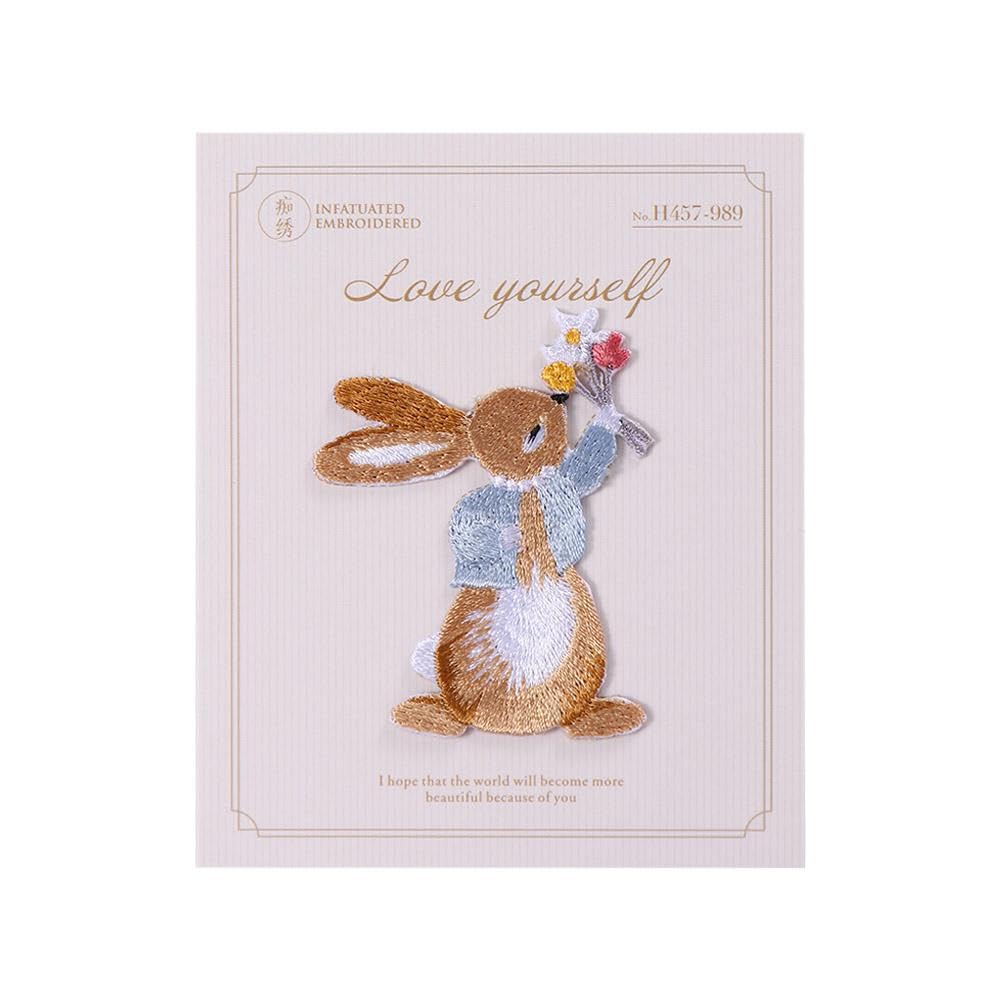Cute Rabbit Embroidery Patches,Easter Bunny Patches,Iron On Patches for Backpack Jackets Clothes Bag - Medaid International