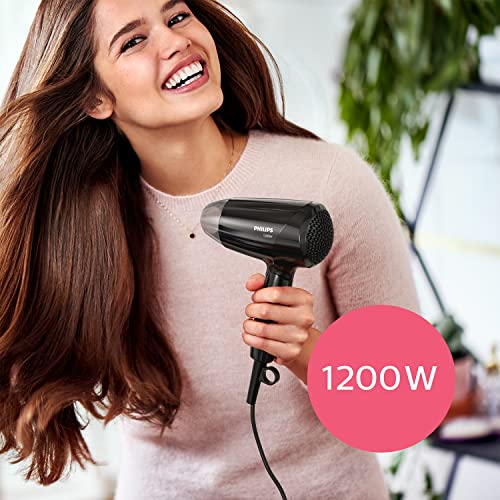 Philips - Essential Care Hair Dryer with ThermoProtect, 1200W Power, Black