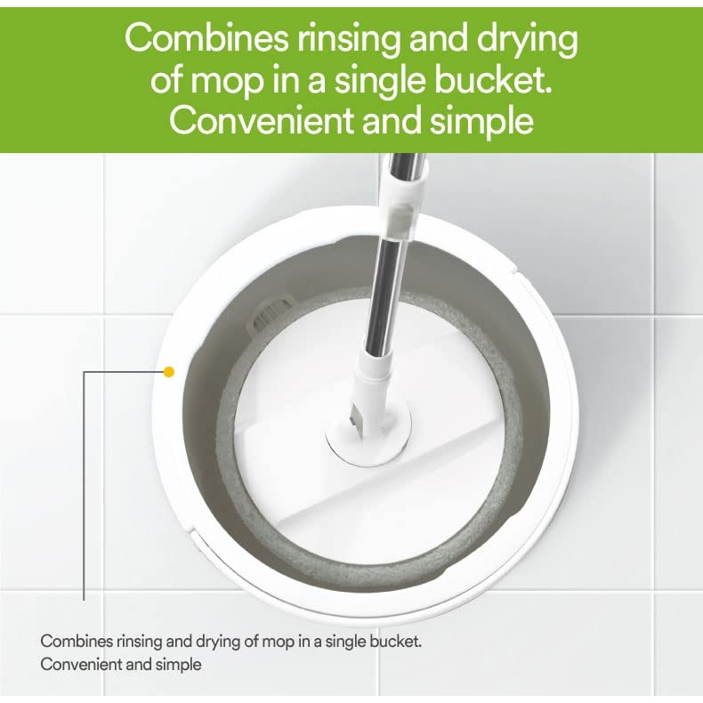 Scotch-Brite 2-in-1 Bucket Spin Mop Set (Includes: mop with Stick, Bucket, mop Refill) | 360 Easy All-Around Cleaning | Cleaning Mop | rinsing and Drying in a Single Bucket | Floors | 1 Set/Pack - Medaid International