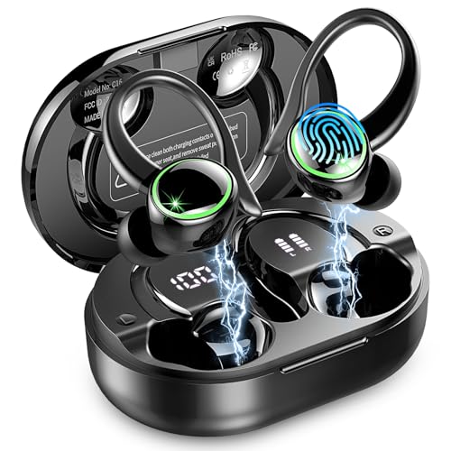 Matast Brand - Wireless Sports Earbuds Bluetooth 5.4, 50-Hour Playback, 4 ENC Noise-Canceling Mics, Deep Bass, Ear Hooks