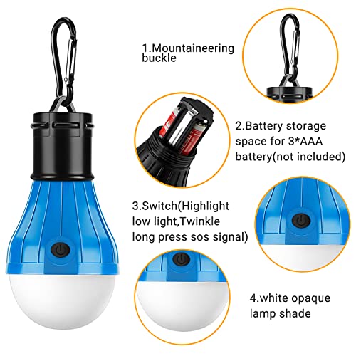 Ankier - LED Camping Lights with Carabiner Clips, 3 Lighting Modes, Portable Lantern