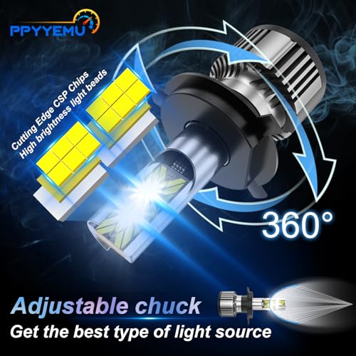 Ppyyemu - H4/9003/HB2 LED Bulb, 100W 22000LM, 6500K White Light, Plug & Play
