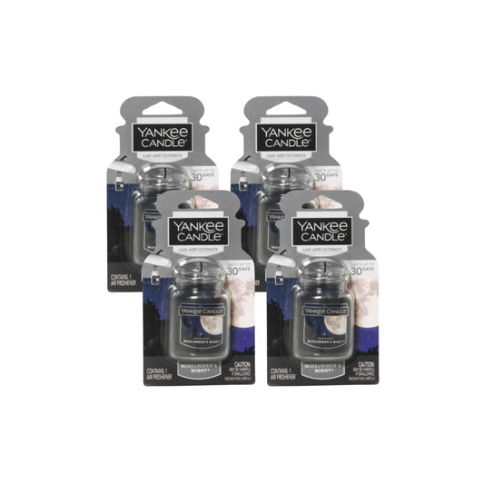 Yankee Candle Car Air Fresheners, Hanging Car Jar Ultimate, Neutralizes Odors Up To 30 Days, Midsummer's Night, 0.96 OZ (Pack of 4) - Medaid International