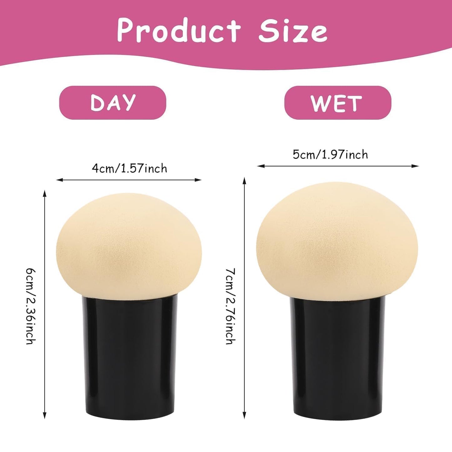 2PCS Mushroom Makeup Sponge, Makeup Brush Sponge with Handle Case, Dual-Ended Foundation Blender, Beauty Blender for Liquid Cream Powder, Professional Cosmetic Tool (White&Brown) - Medaid International