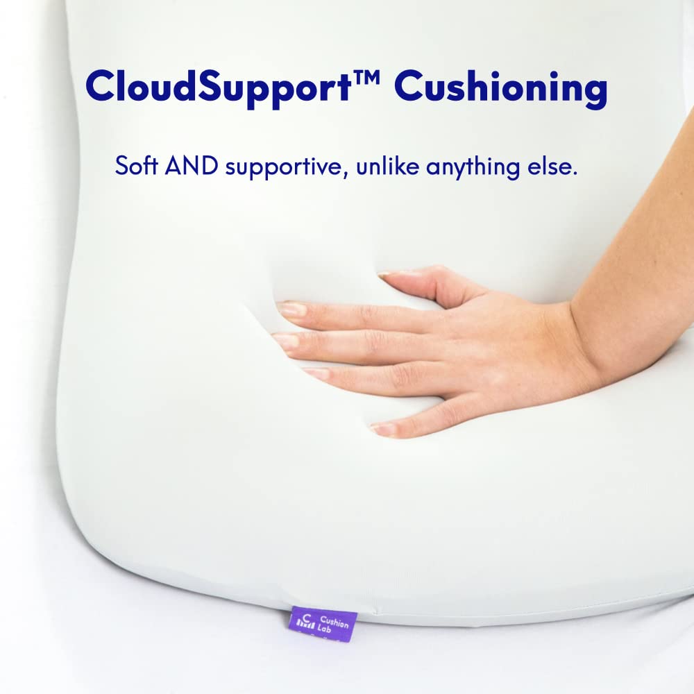 C CUSHION LAB Deep Sleep Pillow, Patented Ergonomic Contour Design for Side & Back Sleepers, Orthopedic Cervical Shape Gently Cradles Head & Provides Neck Support & Shoulder Pain Relief - Calm Grey - Medaid International