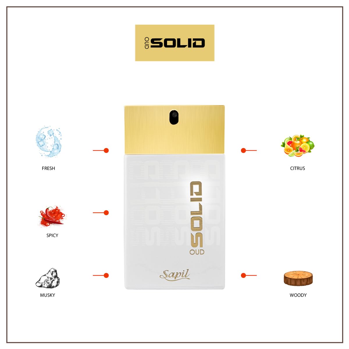 Sapil Solid Oud Perfume for Men and Women - Long-lasting Dubai Perfume, Enticing Arabic Cologne, Oriental Woody EDT Spray, 3.4 Oz (100 ml) - Perfume for Men for Daily Wear and Special Occasions - Medaid International