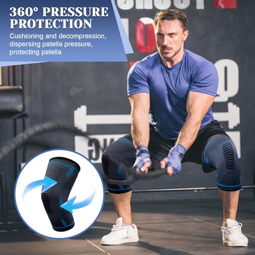 Viexpand - Pack of 2 Knee Supports, Compression Bandage for Joint Stability, Pain Relief for Sports and Weight Lifting, XL Size