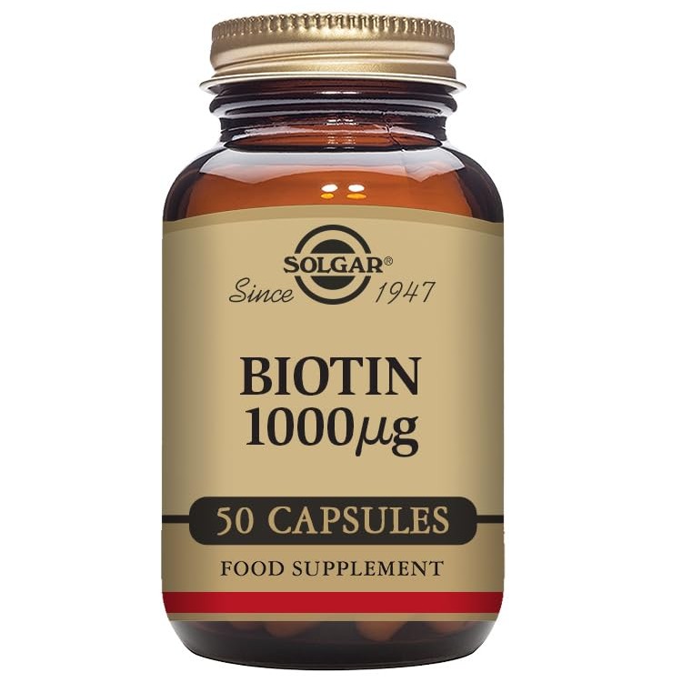 Solgar Biotin 1000 mcg, 50 Vegetable Capsules - Supports Healthy Skin, Nails & Hair - Energy Metabolism - Enhanced Potency - Non-GMO, Vegan, Gluten Free, Dairy Free, Kosher, Halal - 50 Servings - Medaid International