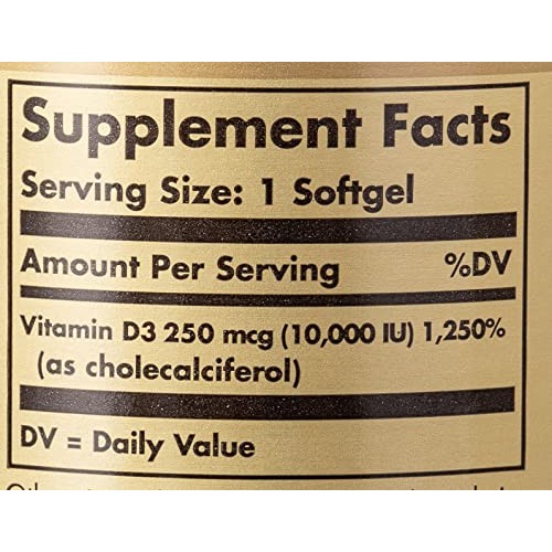 Solgar Vitamin D3 (Cholecalciferol) 250 MCG (10,000 IU), 120 Softgels - Helps Maintain Healthy Bones & Teeth - Immune System Support - Non GMO, Gluten/ Dairy Free - 120 Servings - Medaid International