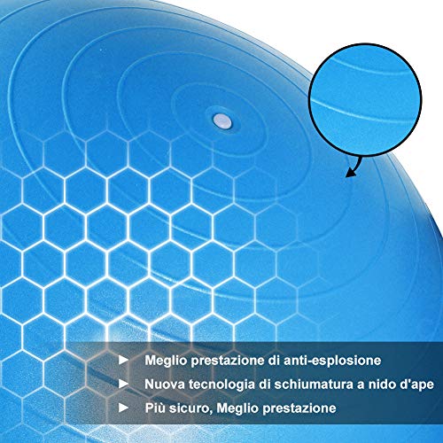 Glymnis - Anti-Burst Fitness Ball 55cm/65cm/75cm, Max Load 300kg, Quick Pump