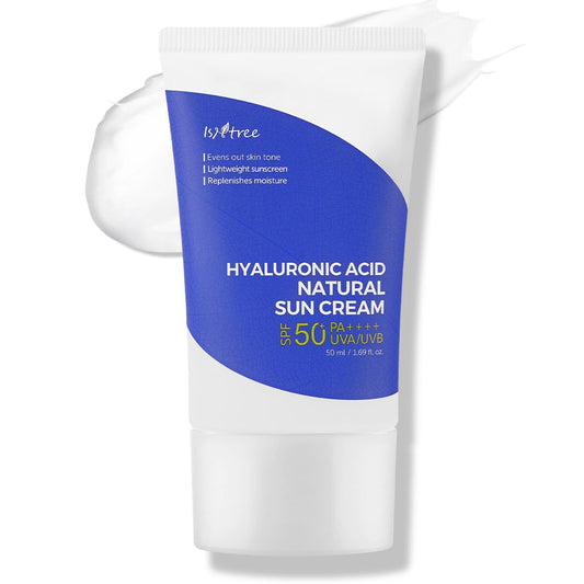 ISNTREE Hyaluronic Acid Natural Suncream SPF50 PA++++ 50ml, 1.69 fl.oz | Evens out skin tone | Lightweight sunscreen | Replenishes moisture - Medaid International
