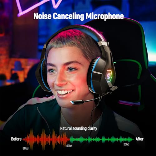Ozeino - 7.1 Surround Sound Gaming Headset with Noise Cancelling Mic & RGB Light