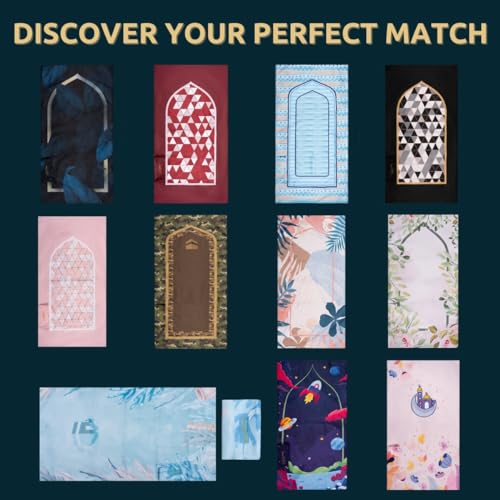 HILALFUL Salah On The Go Polyester Prayer Mat - Red Mosaic | Muslim Praying Rug for Kids & Children | Water Resistant | Anti-Slip | Islamic Gift for Eid, Ramadan | for Travel | Lightweight - Medaid International