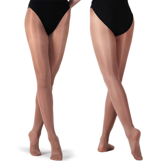 DANCEYOU Slight Shimmery Footed Tights Girls and Women Size Sparkly Skin Tone for Costume, Dance and Daily Dressing, Toast LA - Medaid International