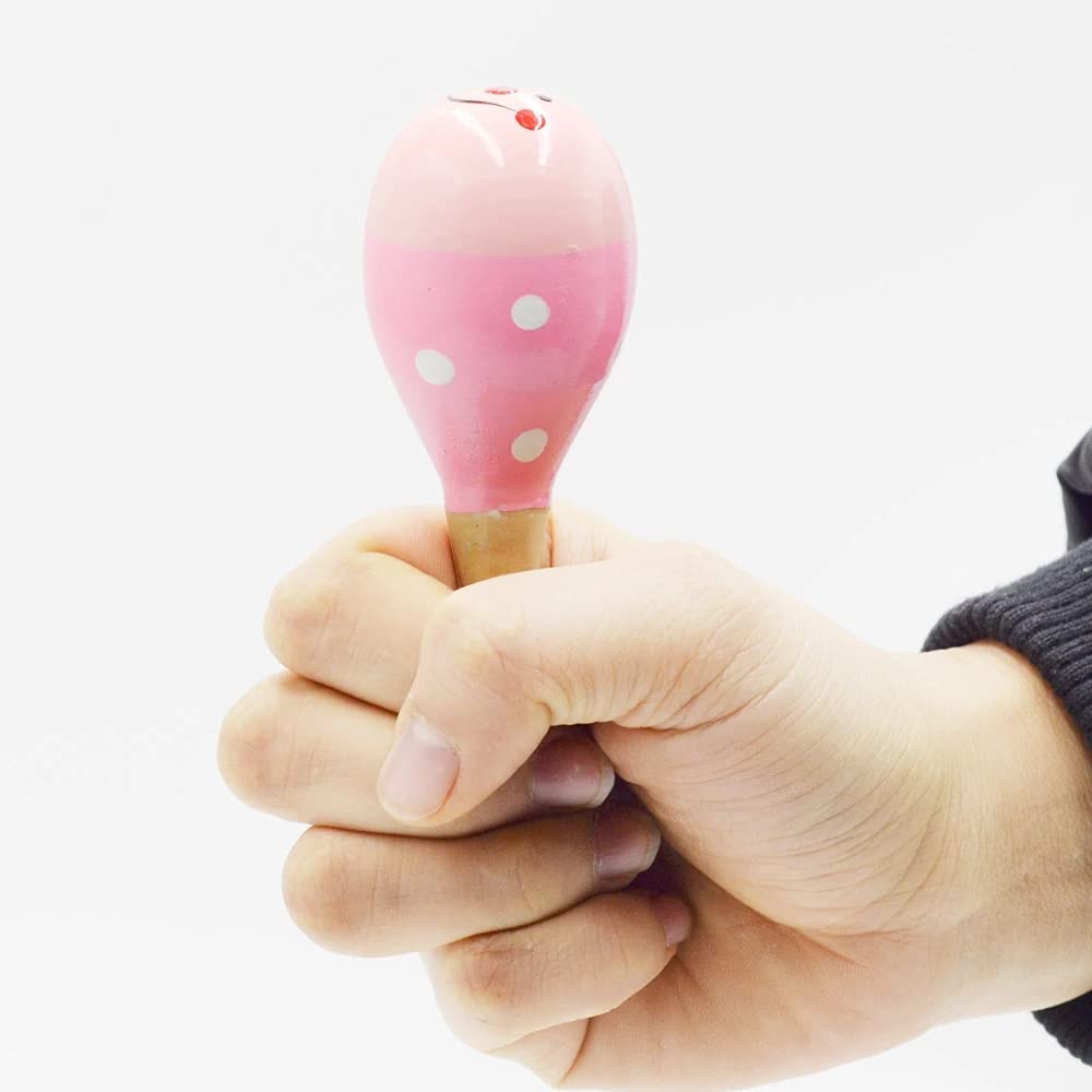 Anekoul 6 Pcs Mini Wooden Maracas, Colorful Wooden Maracas Wood Festival Maracas Wooden Shaker Sand Hammer Toy for Kids, Great Party Favor (Random Color Pattern) - Medaid International