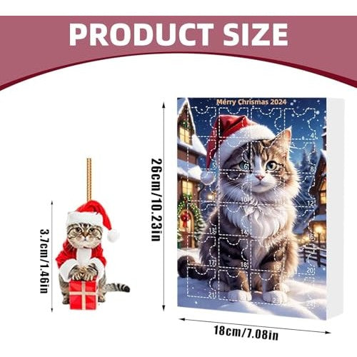 DandelYunx Cat Advent Calendar 2024 | 24-Day Christmas Countdown with Acrylic Cute Cat Ornaments | Christmas Tree Decoration for Cat Lovers - Medaid International