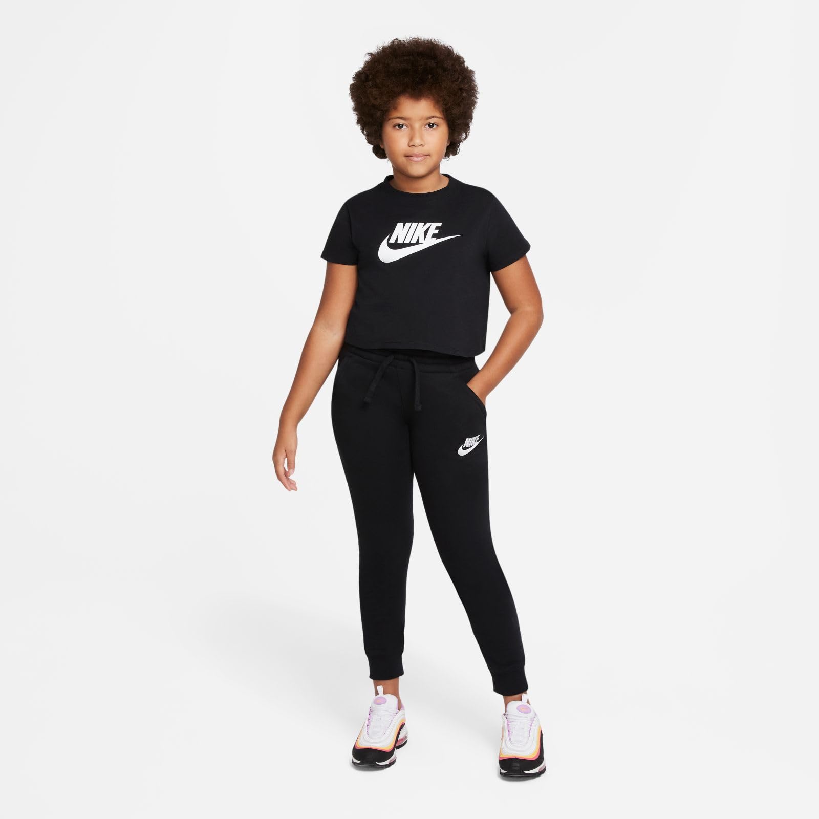 Nike NSW Tee Crop Futura (Little Kids/Big Kids) Black - Medaid International