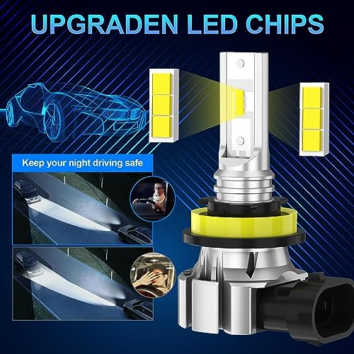 Auxiracer - H11 LED Bulbs, 6500K CSP Chip, 500% Brightness, High/Low Beam Replacement