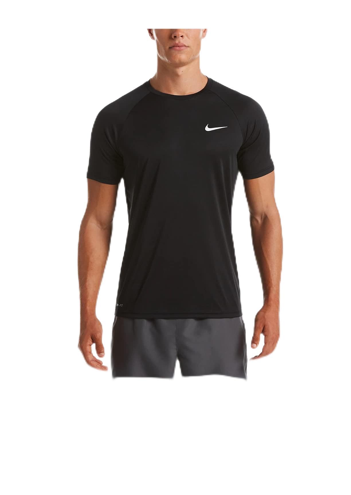 Nike Men's Dri-FIT UPF 40+ Hydroguard Swim Tee (Large, Black) - Medaid International